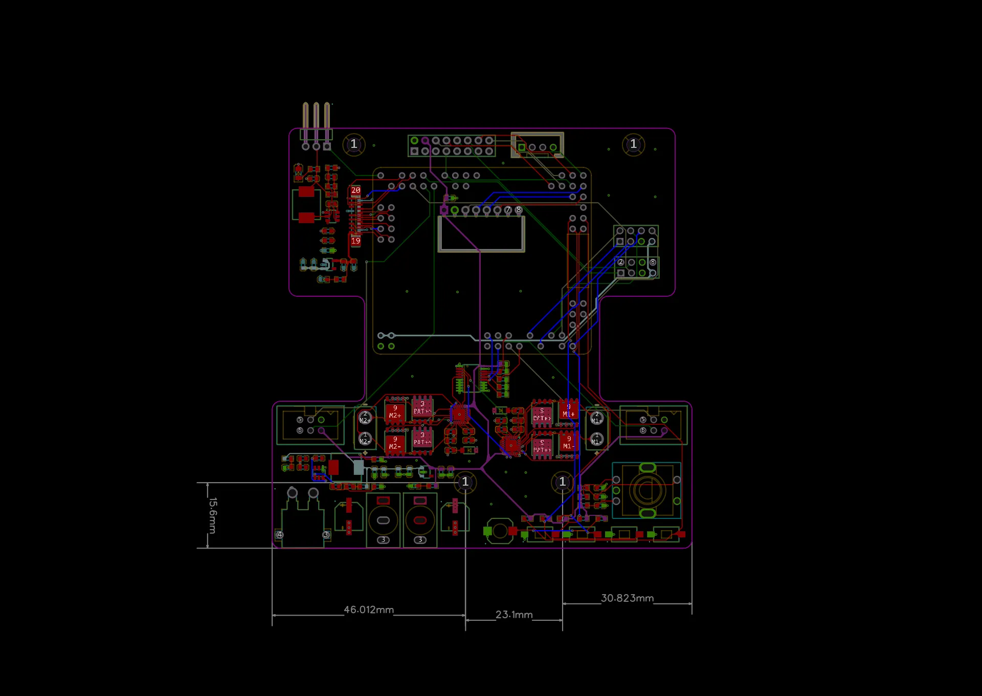四轮旧版主驱板 PCB 预览（板卡二）。