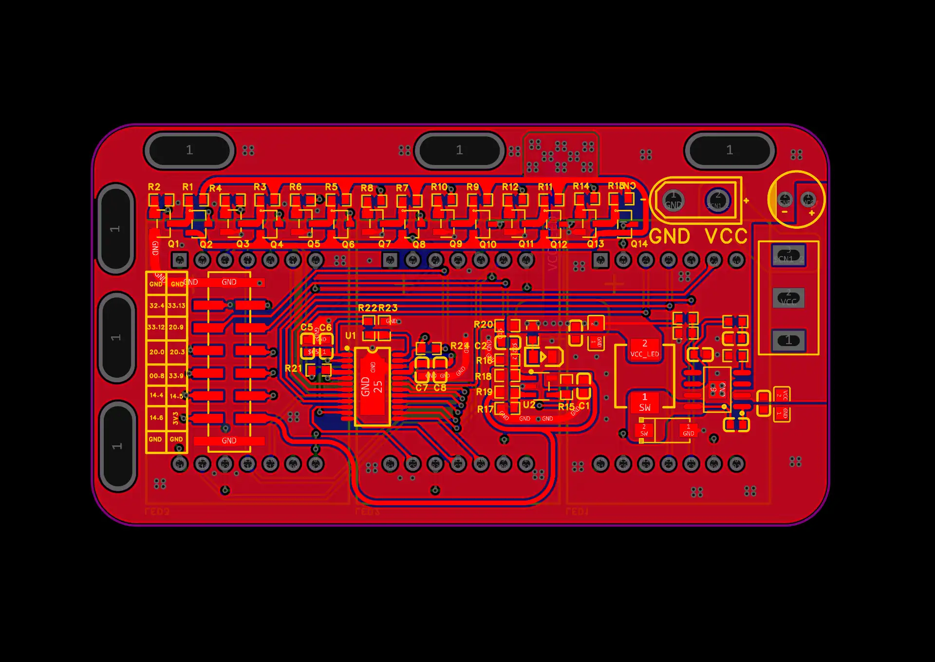 当前审核副本的 PCB 预览；保留板框、器件布局与走线关系。